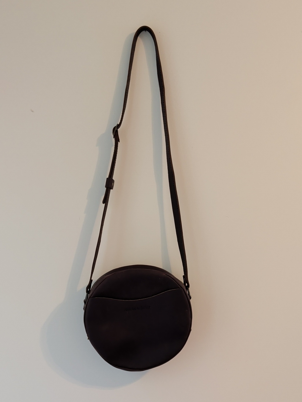 Portland leather Round Brown Leather Crossbody Bag - Women